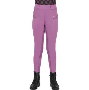 Jezdecké kalhoty Jezdecké legíny QHP Lize Junior s celogripem, fialová, 116 cm