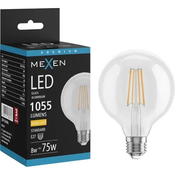 Žárovka Mexen Vintis Žárovka filament LED E27, G95, 8W, Teplá - 2700K, 1055 lm, čirá - L157-E27-0827-00 Żarówki LED