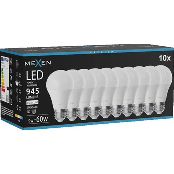 Žárovka Mexen Nova 10x LED žárovka E27, A60, 9W, Neutrální - 4000K, 945 lm - L100-E27-0940-01x10 Żarówki LED