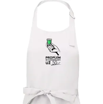 Kuchyňská zástěra Zelená - propím se už 50 let - Dámská zástěra na vaření - Univerzální velikost ( Bílá )
