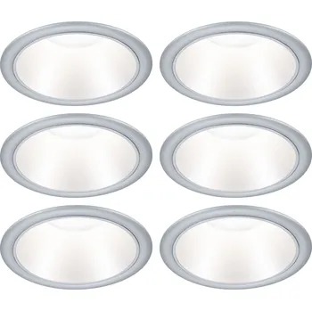 Svítidlo PAULMANN LED vestavné svítidlo 3-krokové-stmívatelné Cole Coin 6ks sada IP44 kruhové 88mm Coin 6x6W 230V stmívatelné 2700K stříbrná mat - PAULMANN P 98203