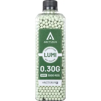 Airsoftová kulička Airsoftové kuličky Arcturus RS® LUMI BIO TRACER 0,30g, 3000bb, nasvětlovací zelené, láhev