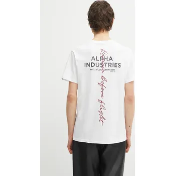 Pánské oblečení Bavlněné tričko Alpha Industries, L, bílá, 00X