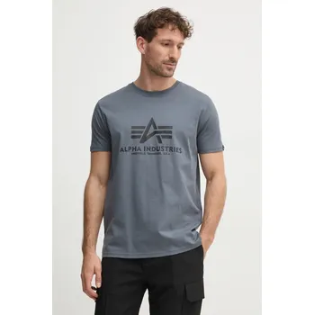 Bavlněné tričko Alpha Industries Basic T-Shirt 100501.412 šedá 90Y, vel. XXL