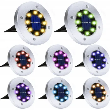Venkovní osvětlení SOLÁRNÍ ZAHRADNÍ ZAPICHOVACÍ NÁJEZDOVÉ SVĚTLO LED BAREVNÉ RGB x 8 KUSŮ