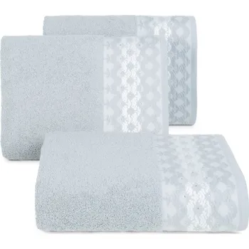 Bavlněná froté osuška s bordurou a zirkony MOLY 70x140 cm, stříbrná, 480 gr Mybesthome