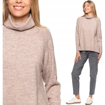 Dámský svetr Moraj dámský svetr béžový volný střih délka k bokům velikost 2XL/3XL