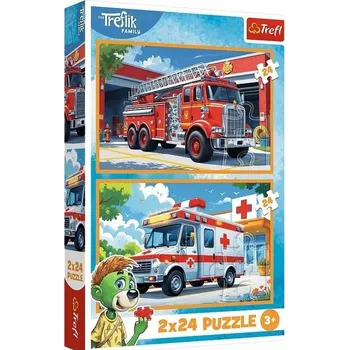Puzzle TREFL PUZZLE 2x24 dílků - Hasičské auto a Sanitka 34447