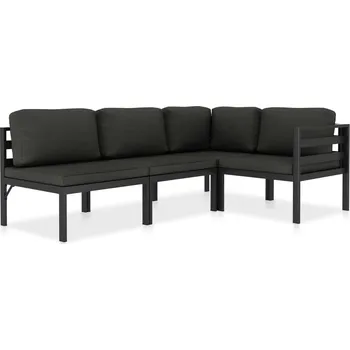 Zahradní sestava zahrada-XL 4dílná zahradní sedací souprava s poduškami hliník antracitová 49231