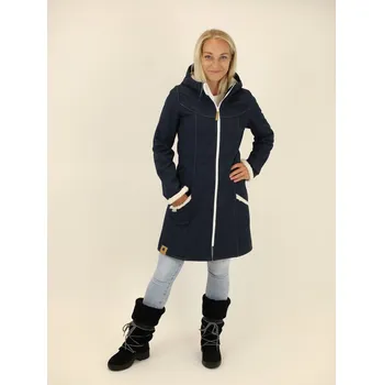 Dámská parka DÁMSKÝ SOFTSHELLOVÝ KABÁT S BERÁNKEM tm.modrý Velikost 42 (vel.M-L)