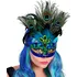 Karnevalová maska Widmann 707787 škraboška s pavím peřím modrá