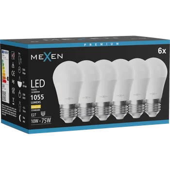 Žárovka Mexen Nova 6x LED žárovka E27, G45, 10W, Teplá - 3000K, 1055 lm - L101-E27-1030-01x06 Żarówki LED