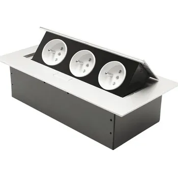 Elektrická zásuvka Výklopná zásuvková lišta AC 3x 230 V, 3600 W stříbrná/černá