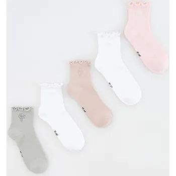Dětská móda Reserved - Sada 5 párů ponožek s vysokým podílem bavlny a volánovým lemováním - bílá - 150BO-00X - 150BO-00X-K34-2