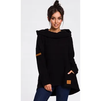 Dámská mikina DÁMSKÁ TEPLÁKOVÁ MIKINA S ŠIROKÝM LÍMCEM, ČERNÁ, 38 M