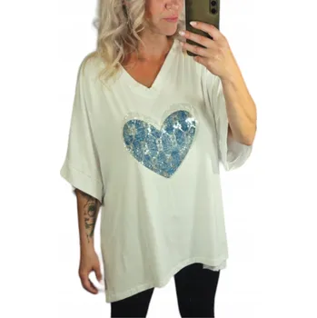 B1086 BLŮZA S S POTISKEM ASYMETRICKÁ BÍLÁ vel. 56 (8XL)