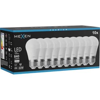 Žárovka Mexen Nova 10x LED žárovka E27, G45, 8W, Neutrální - 4000K, 840 lm - L101-E27-0840-01x10 Żarówki LED