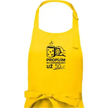 Kuchyňská zástěra Káva - propíjím se už 50 let - Pánská zástěra na vaření - Univerzální velikost ( Žlutá )