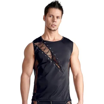 Pánské erotické prádlo Pánské triko bez rukávů se síťkou, S