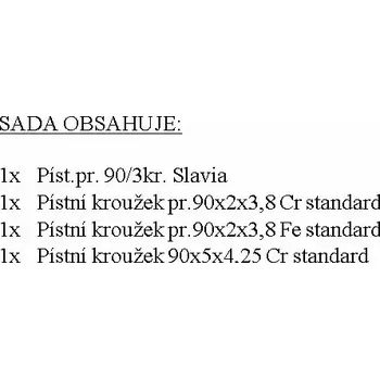 Píst motoru Sada píst + pístní kroužky pr.90/3kr.slavia 2s90a standard | MT03125/0