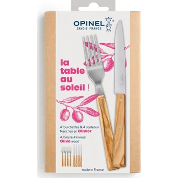 Příbor Opinel sada příborových nožů Bon Appetit a vidliček Sylve, 8 ks, olivové dřevo, 003209