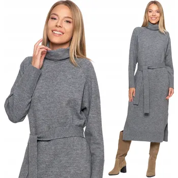 Dámské šaty ŠATY S ROLÁKEM MORAJ ELEGANTNÍ GRAFITOVÁ S/M