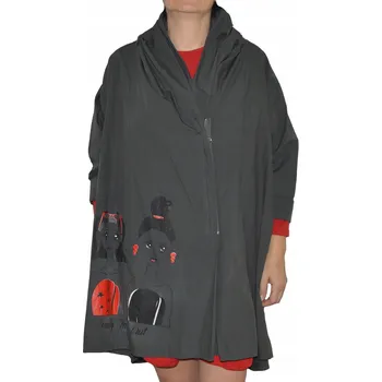 Dámský kabát Dámský jarní kabát přehoz bavlna grafitový