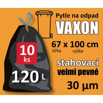Pytle na odpadky Pytle na odpad Vaxon pevné 120l, 10ks, 30 µm, stahovací, černé