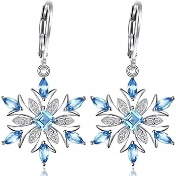 Náušnice Stříbrné rhodiované náušnice sněhové vločky sněhové vločky hvězdičky na Vánoce stříbro 925