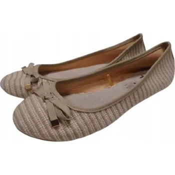 Dámské baleríny BOTY BALERÍNY DÁMSKÉ mašlička PÁSKY BÉŽOVÉ *40