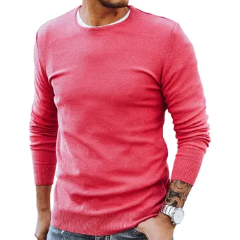 Pánský svetr Pánský pletený svetr klasického střihu růžový WX1934 -S