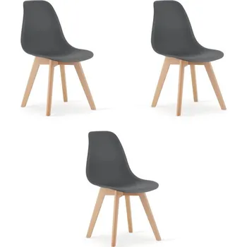 Jídelní židle Set tří jídelních židlí KITO tmavě šedé / naturální nohy (3 ks)