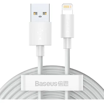 Datový kabel Baseus Simple Wisdom Sada datových kabelů USB na Lightning 2,4A (2 ks/sada) 1,5 m bílá