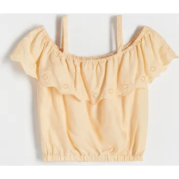 Dětská móda Reserved - Halenka s odhalenými rameny - pšeničná - 9249K-12X - 9249K-12X-122