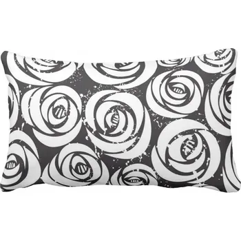Polštář Povlak na polštář Černé květy 30x50 cm 025