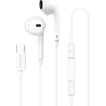 Handsfree BWOO HF175 handsfree sluchátka / iOS + Android / USB-C / DAC / bílé