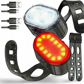 Cyklosvítilna Sada cyklistických světel Monpax LED 800 lm, 6 režimů, černá, s akumulátor