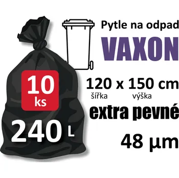 Pytle na odpadky Pytle na odpad Vaxon pevné 240l, 10ks, 48µm, černé