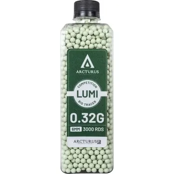 Airsoftová kulička Airsoftové kuličky Arcturus RS® LUMI BIO TRACER 0,32g, 3000bb, nasvětlovací zelené, láhev