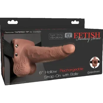 Připínací penis Duté hnědé připínací dildo "6",