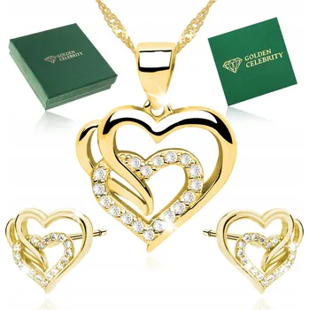 Náhrdelník Zlatý pozlacený náhrdelník 925 se zirkonem srdce Golden Celebrity 45,00 cm
