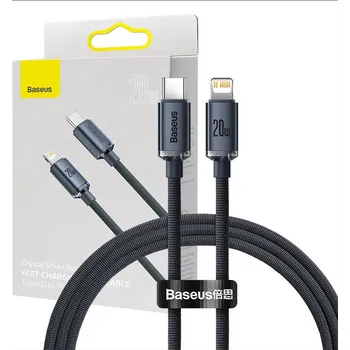 Datový kabel Baseus Crystal kabel USB-C na Lightning, 20 W, PD, 1,2 m (černý)