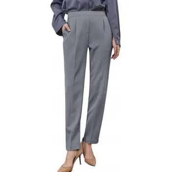 Dámské kalhoty Dámské elegantní kalhoty ke kostýmu slim fit šedé velikost XS