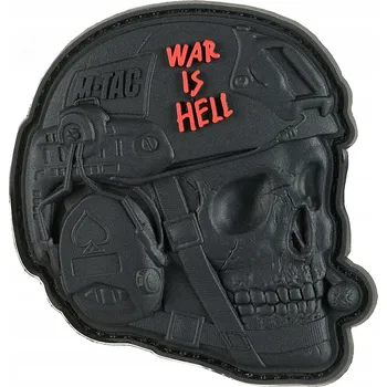 Nášivka Nášívka na suchý zip 3D War is Hell Lebka v helmě Operator M-Tac PVC Černá