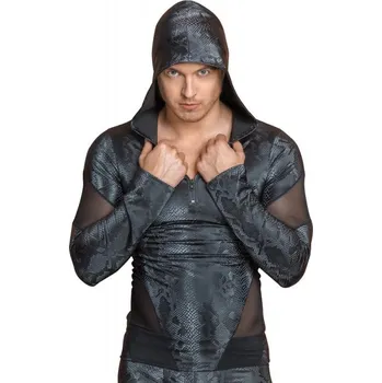 Pánské erotické prádlo Tričko s dlouhým rukávem a kapucí s hadím vzorem, S