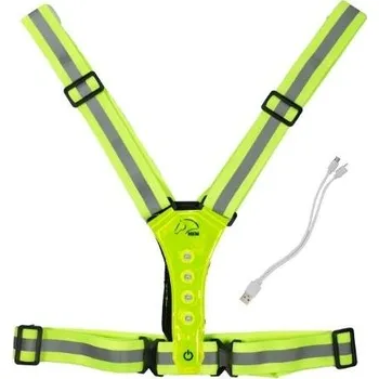 HKM Reflexní LED kříž pro děti neon yellow
