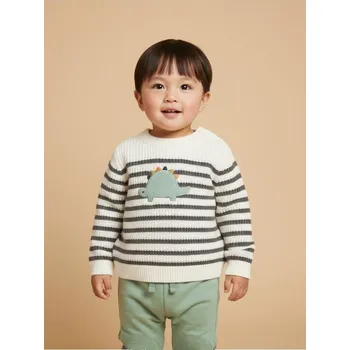 Chlapecká mikina Sinsay - Pruhovaný bavlněný svetr - krémová - 5491Z-01X - 5491Z-01X-74