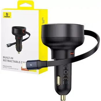 Auto nabíječka Baseus Enjoyment s kabelem USB-C, 33 W (černá)