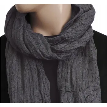 Šála Přírodní viskóza 100% Velká mačkaná šála Pánská grafitová šála GREG w20