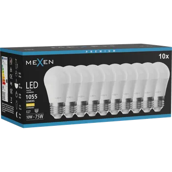 Žárovka Mexen Nova 10x LED žárovka E27, G45, 10W, Teplá - 3000K, 1055 lm - L101-E27-1030-01x10 Żarówki LED